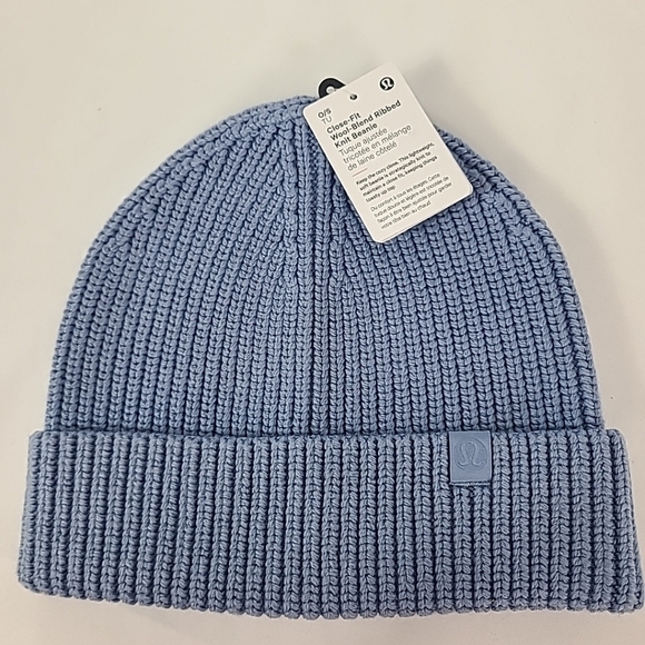 NEW Lululemon Ribbed Merino Wool Blend Knit Beanie Blue One Size Fit All NWT - Picture 1 of 4